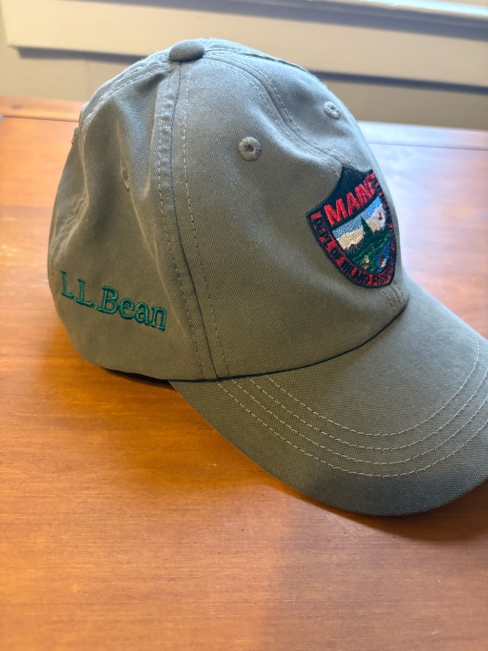 L.L. Bean Olive Green Baseball Cap with Embroidered Maine Patch